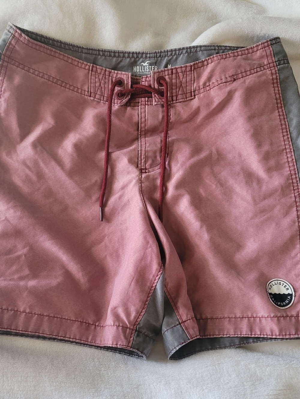 Vintage Hollister Board Shorts Mens Sz Medium Swim‎ Trunks 90s Y2k Gray Maroon